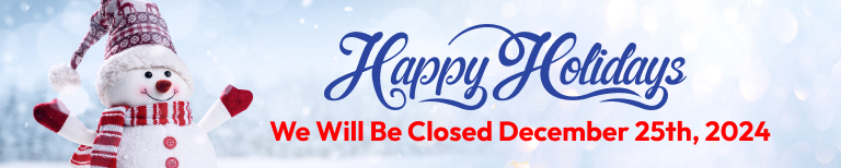 Happy Holidays Banner | We will be closed December 25th